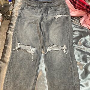 WomensDistressed Gray Jeans